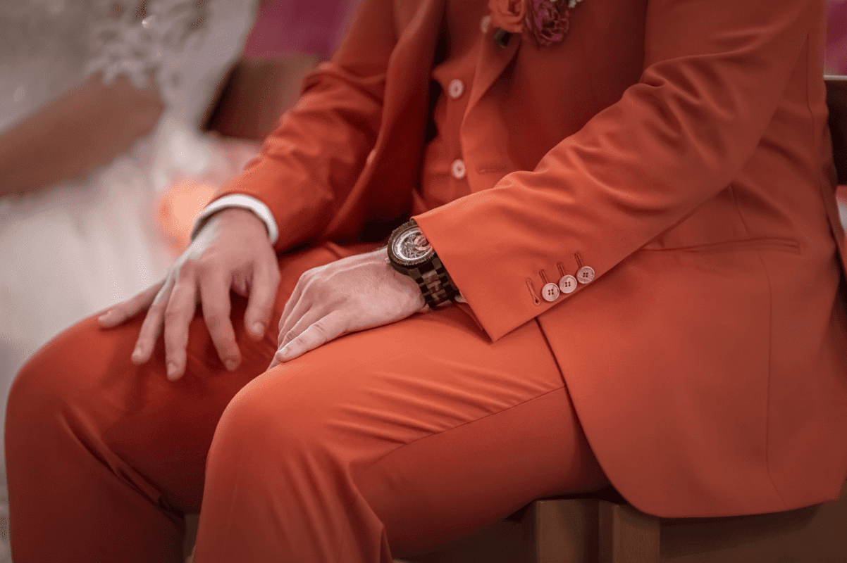 Costume mariage orange sur mesure