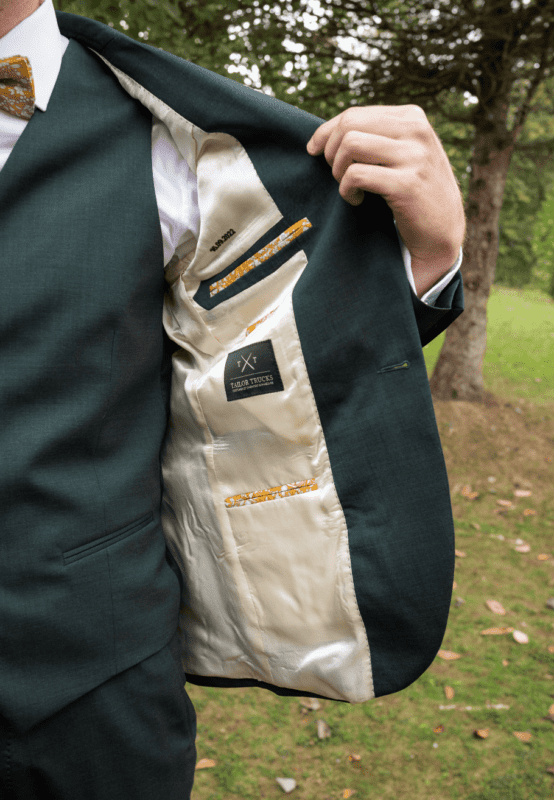 Costume 3 pièces sur mesure vert sapin mariage
