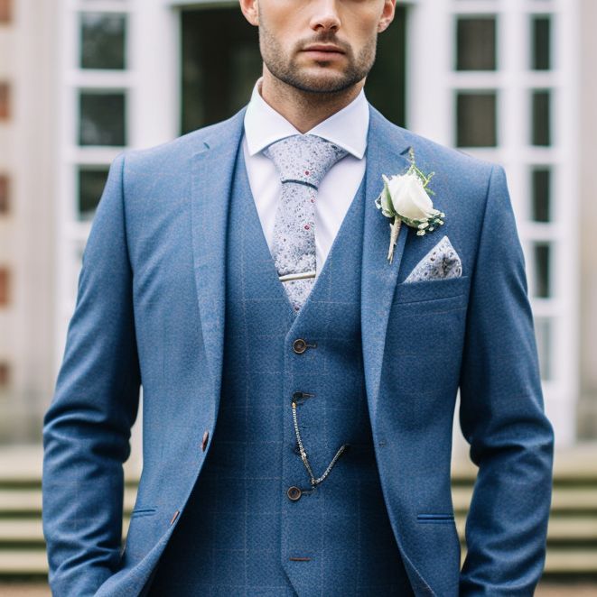 Costume bleu de mariage Prince de Galles