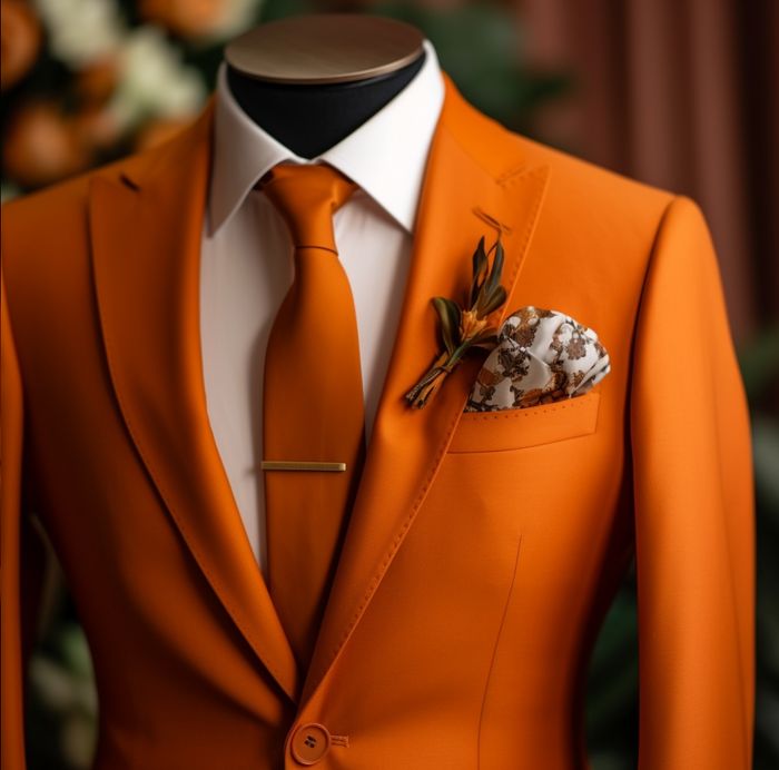 Costume de mariage orange 2 pièces