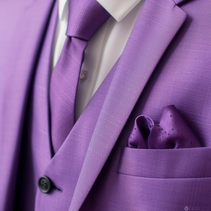 Costume violet de mariage 3 pièces