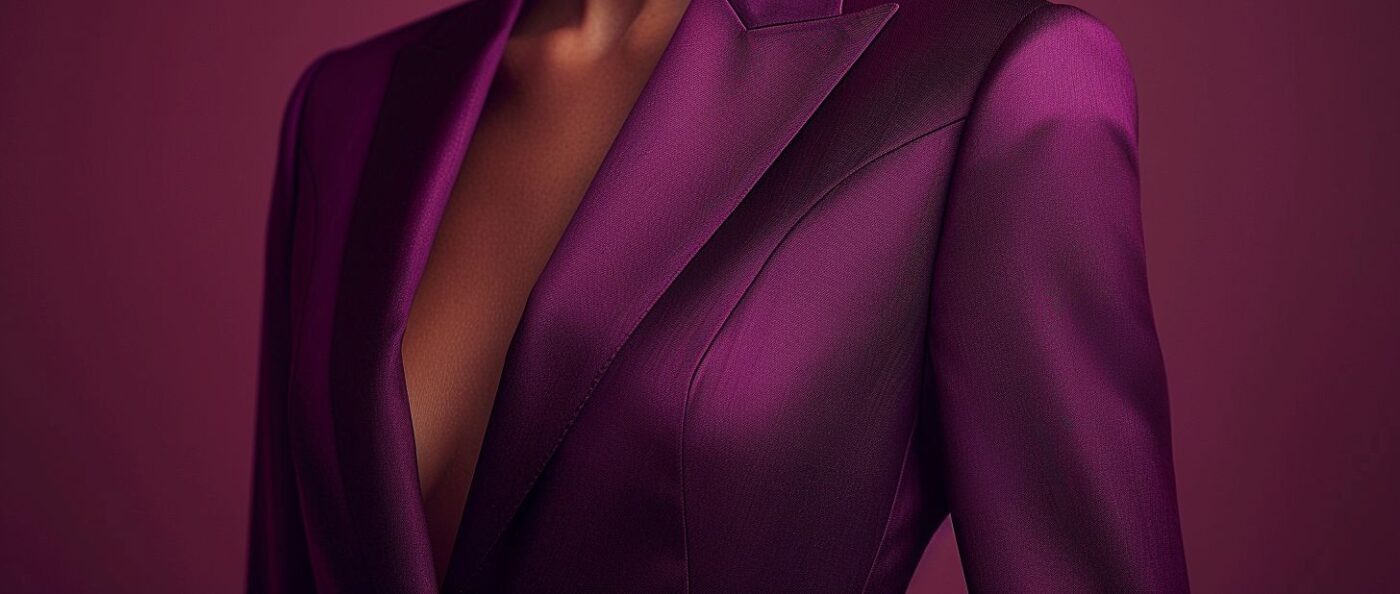 Bannière tailleur prune femme sur mesure