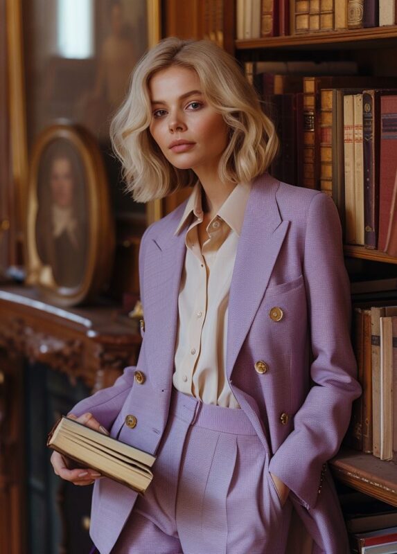 Tailleur lilas 2 pièces en tweed