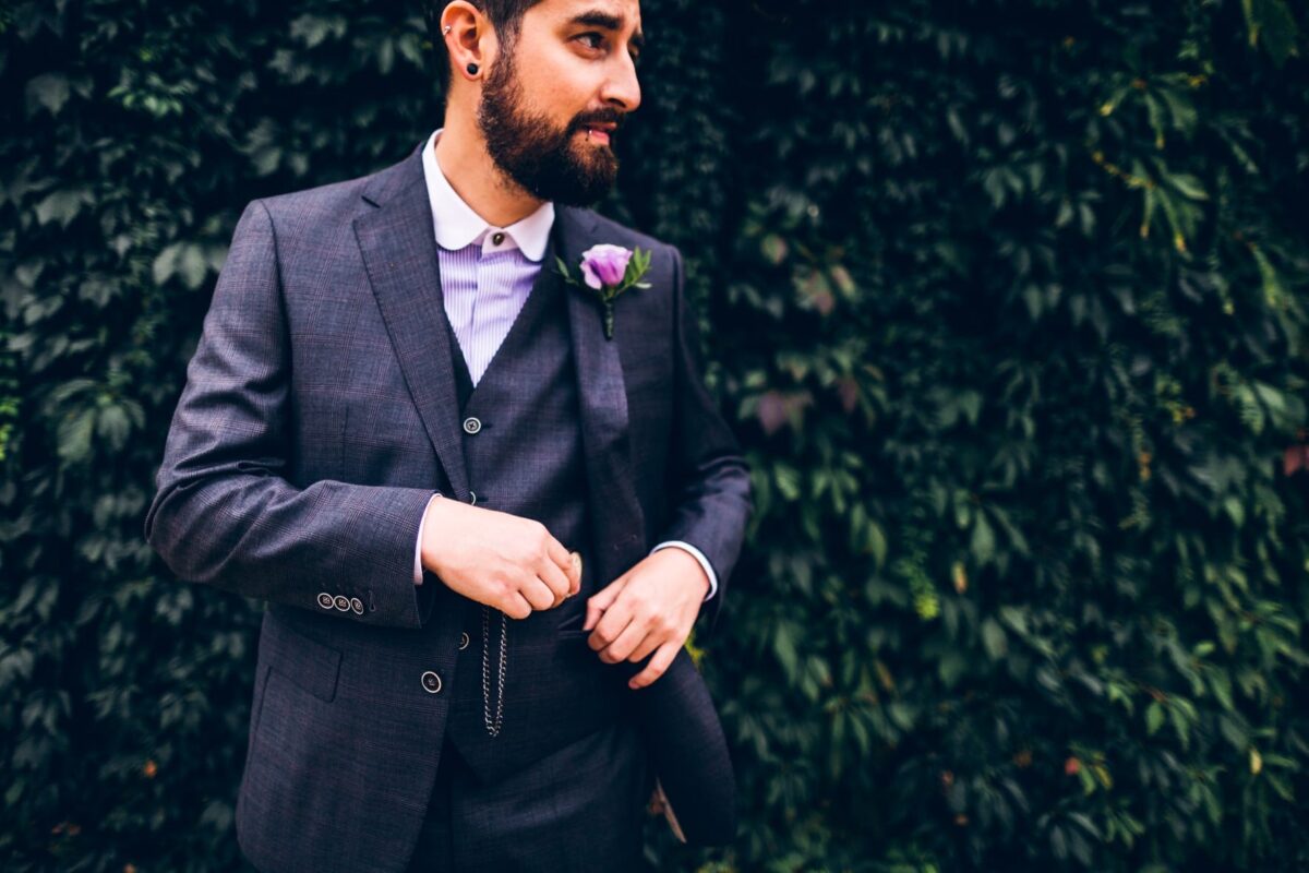 costume 3 pièces à motifs pour mariage sur mesure