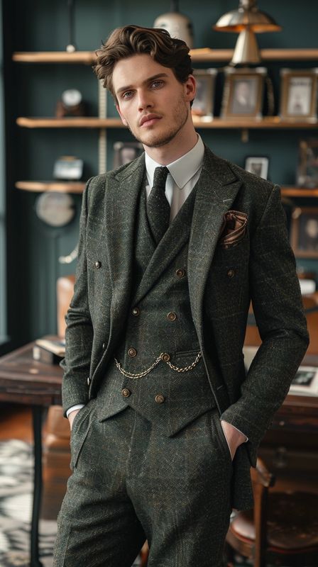 Costume Peaky Blinders 3 pièces vert