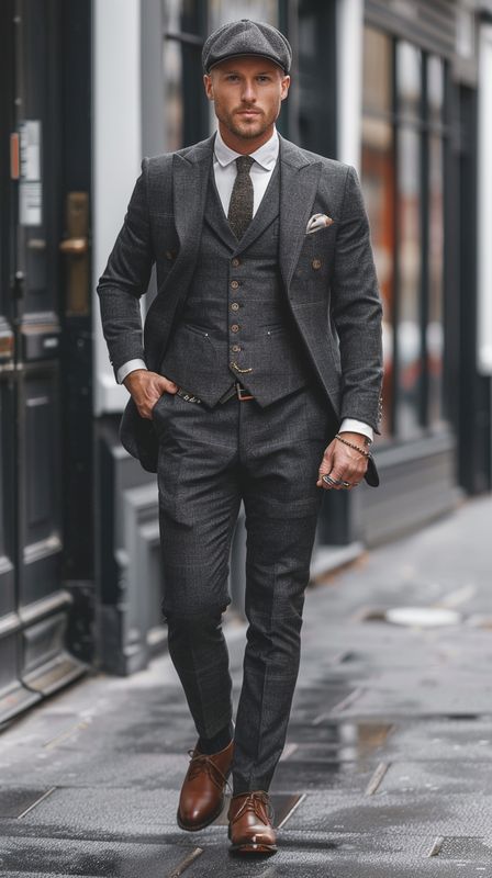 Costume Peaky Blinders gris 3 pièces