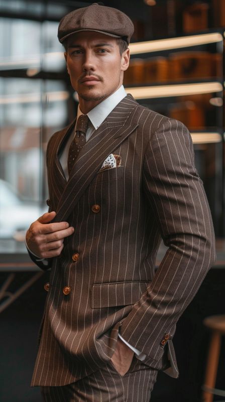 Costume Peaky Blinders marron à rayures