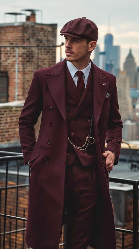 Manteau Peaky Blinders bordeaux sur mesure