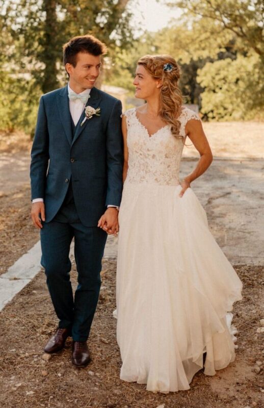 costume 3 pièces bleu simple mariage sur mesure