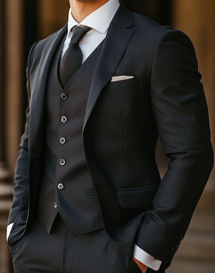 costume noir de marié sur mesure