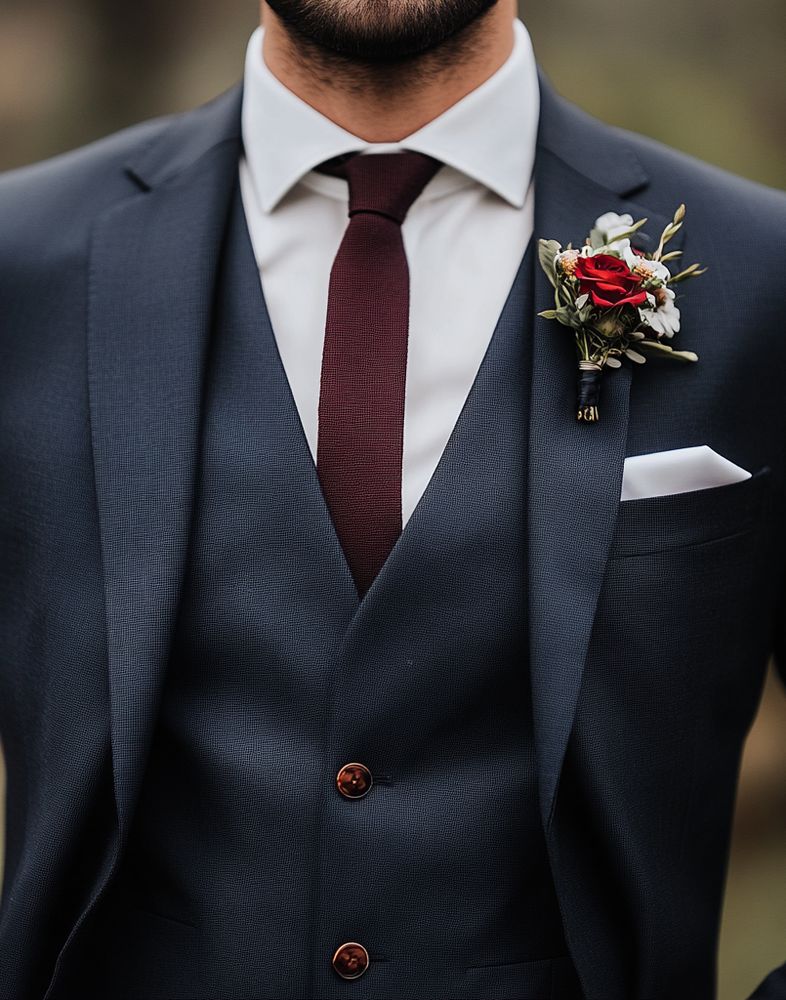 focus sur un costume de marié sur mesure