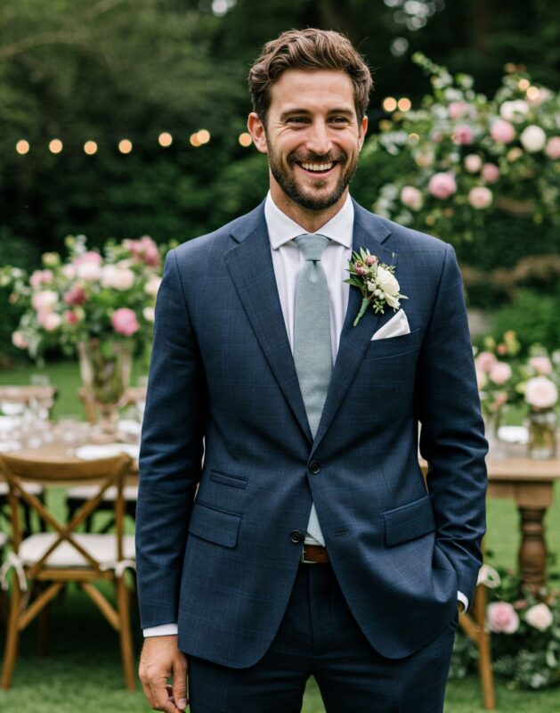 Costume mariage bleu marine Prince de Galles