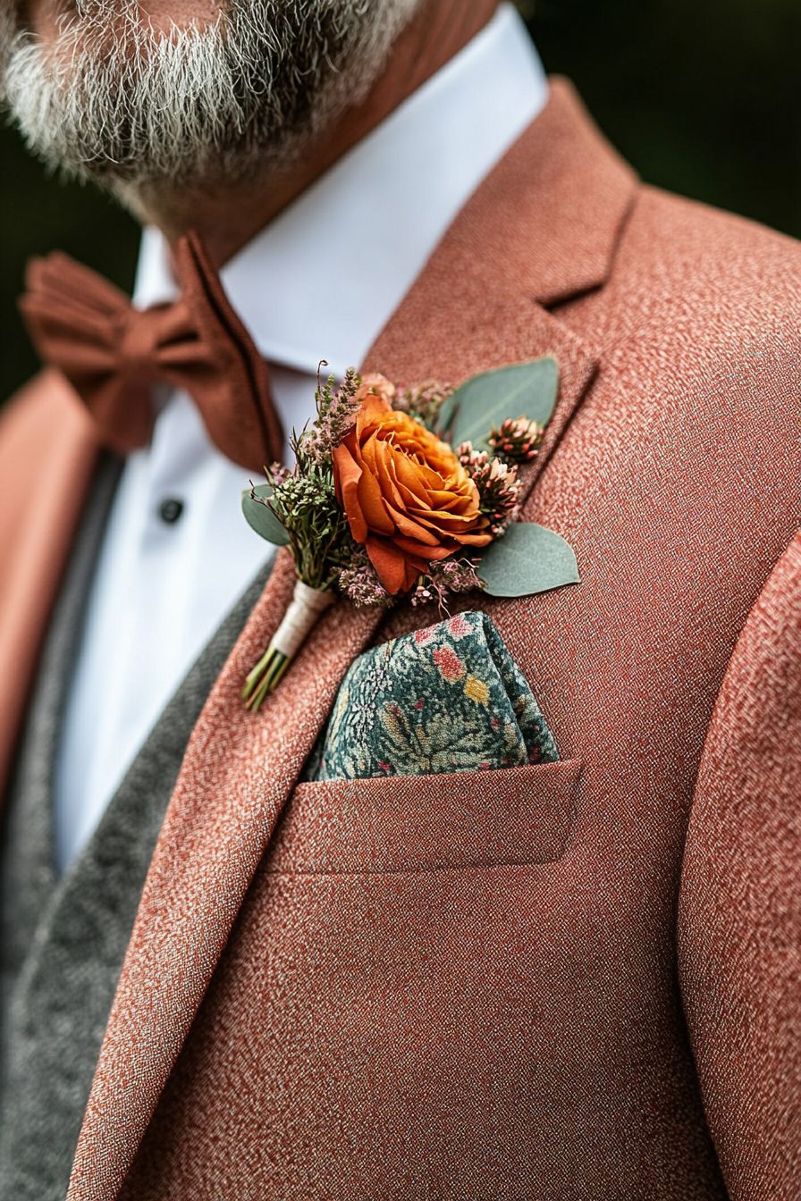 Photo 1 veste terracotta de costume de mariage