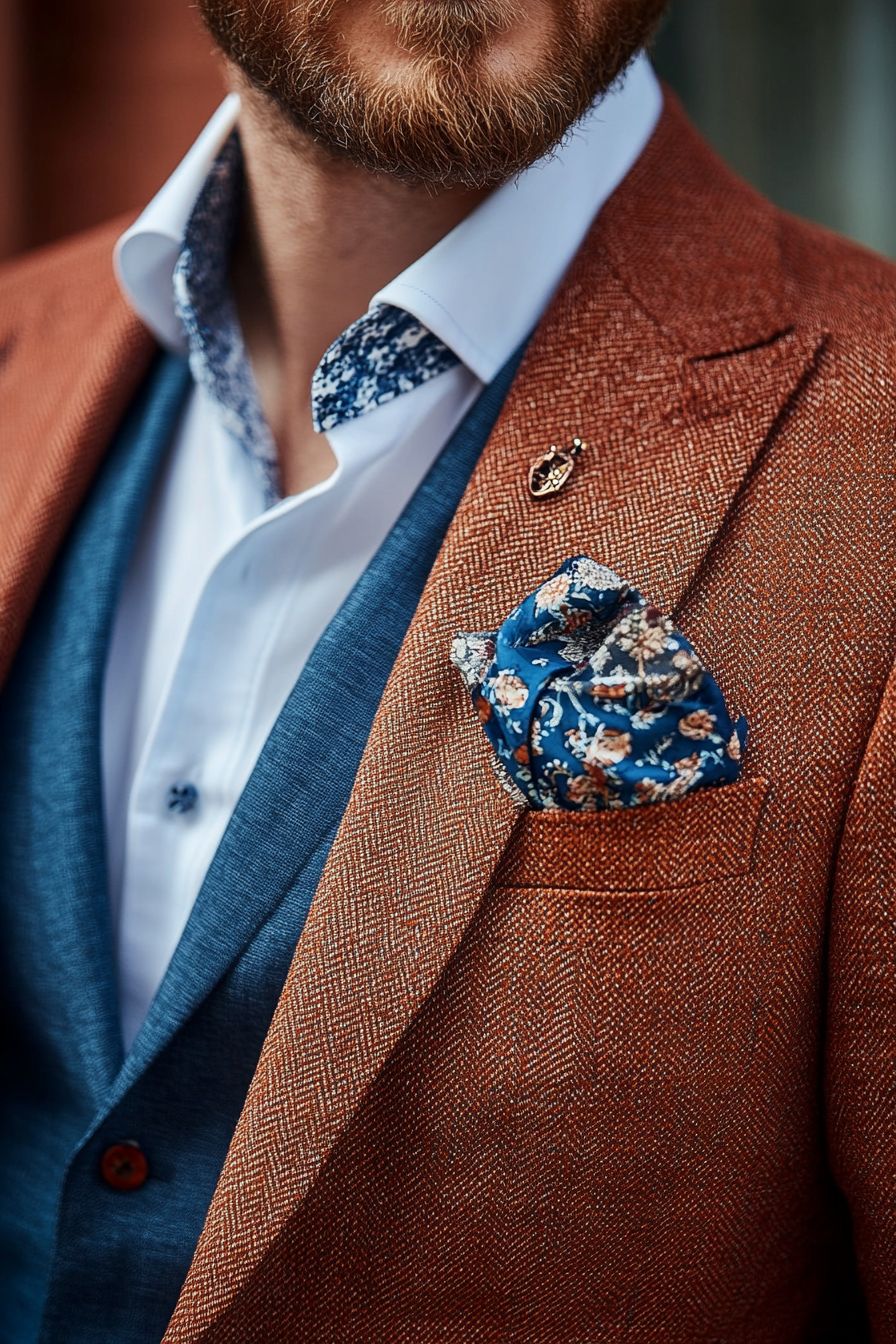 Photo 2 veste terracotta de costume de mariage