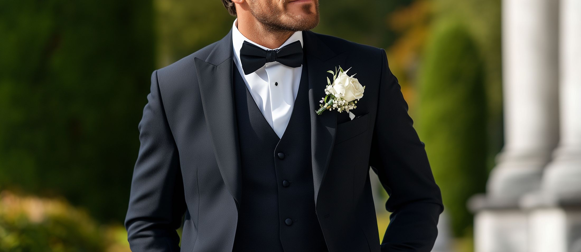 bannière des costumes noir de mariage