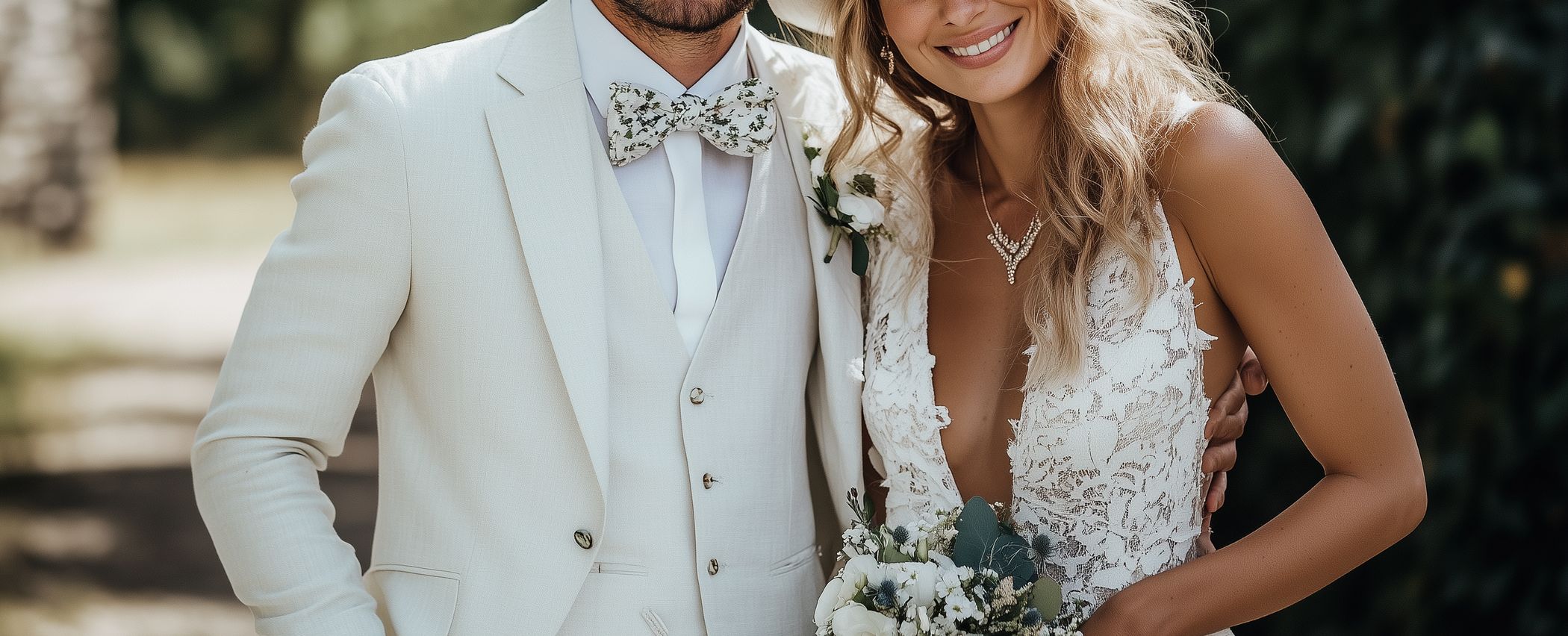 bannière des cotumes blancs de mariage et sur mesure