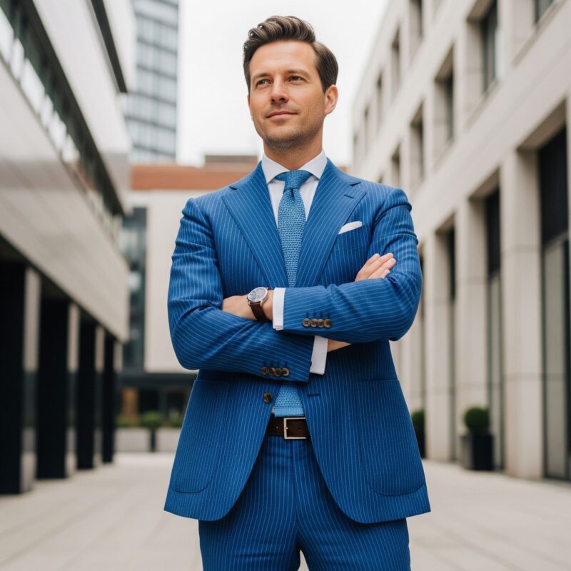 Costume rayures tennis bleu roi sur mesure