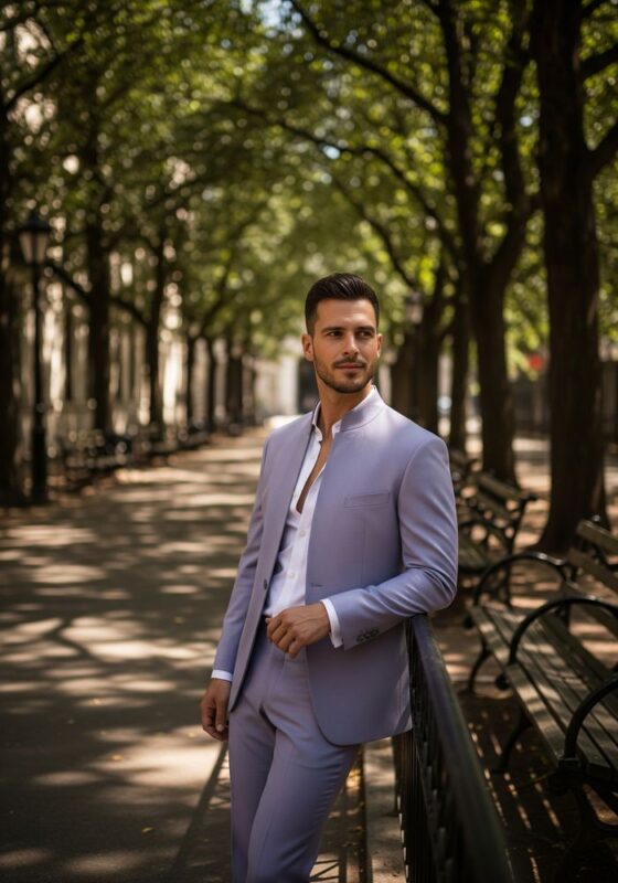 Costume lavande 2 pièces en coton uni