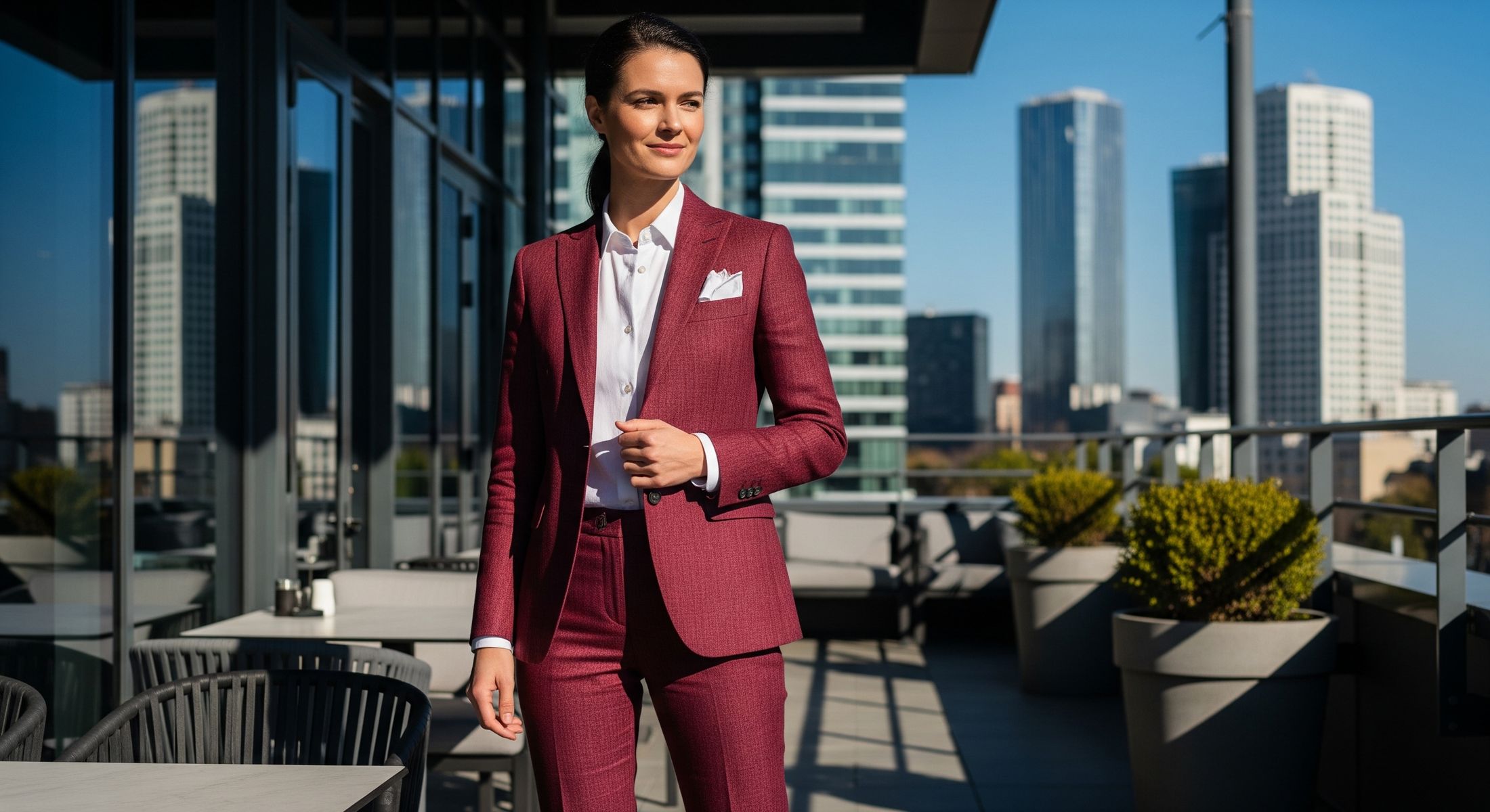 bannières des tailleurs bordeaux sur mesure pour femmes