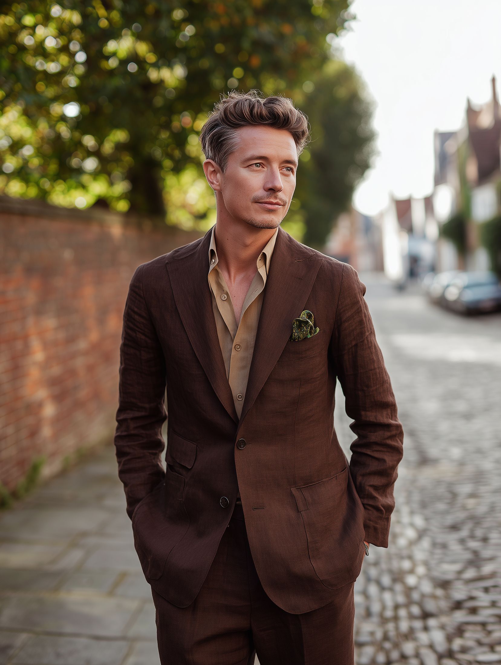 homme en costume marron 2 pièces sur mesure