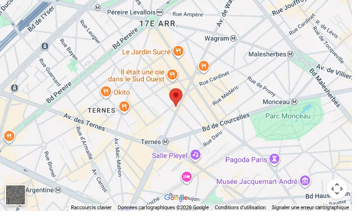 Carte du showroom Paris 17e