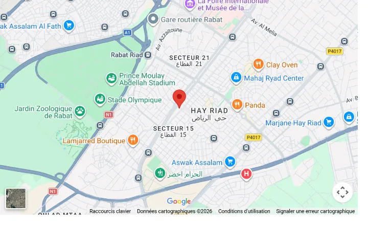 Carte du showroom Rabat