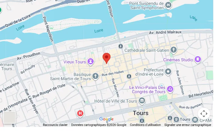 Carte du showroom Tours
